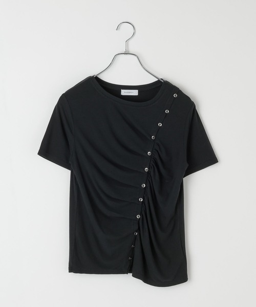 PAGEBOY(ページボーイ)の「ボタンスリットトップス/ギャザートップス(Tシャツ/カットソー・レディース・ブラック/ブルー・FREE)」の14枚目の写真
