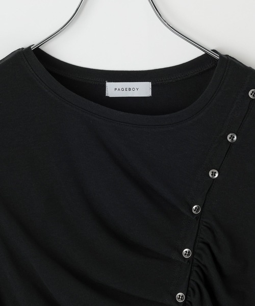 PAGEBOY(ページボーイ)の「ボタンスリットトップス/ギャザートップス(Tシャツ/カットソー・レディース・ブラック/ブルー・FREE)」の16枚目の写真