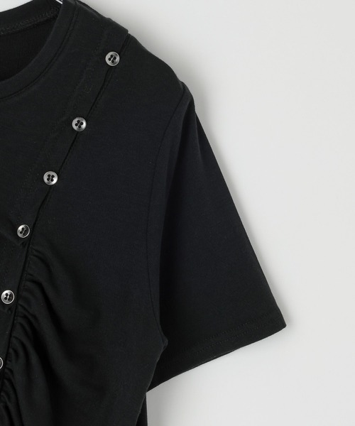 PAGEBOY(ページボーイ)の「ボタンスリットトップス/ギャザートップス(Tシャツ/カットソー・レディース・ブラック/ブルー・FREE)」の17枚目の写真