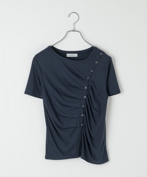 PAGEBOY(ページボーイ)の「ボタンスリットトップス/ギャザートップス(Tシャツ/カットソー・レディース・ブラック/ブルー・FREE)」の21枚目の写真