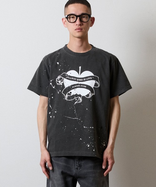 HAND PAINTED VINTAGE DYE GRAPHIC T-SHIRT / ハンドペイント