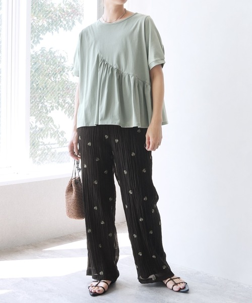 reca（レカ）の「ギャザー切替Tシャツ（Tシャツ/カットソー・レディース・ブラック/ミント/オフホワイト・M）」の21枚目の写真