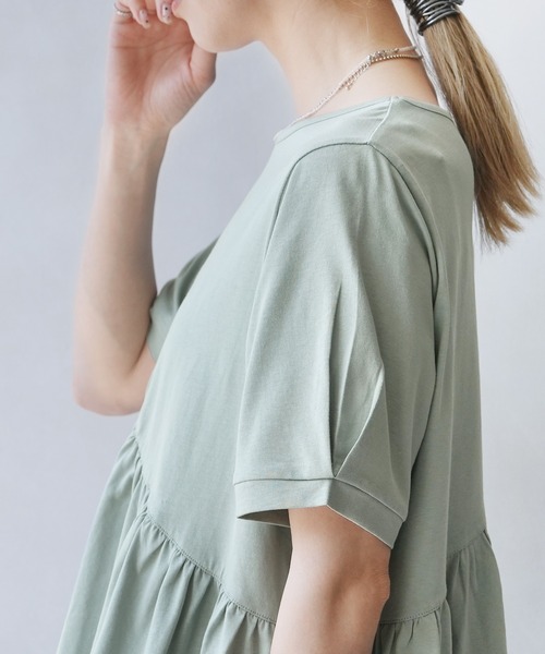 reca（レカ）の「ギャザー切替Tシャツ（Tシャツ/カットソー・レディース・ブラック/ミント/オフホワイト・M）」の20枚目の写真