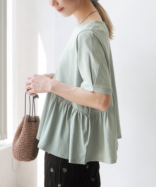 reca（レカ）の「ギャザー切替Tシャツ（Tシャツ/カットソー・レディース・ブラック/ミント/オフホワイト・M）」の18枚目の写真