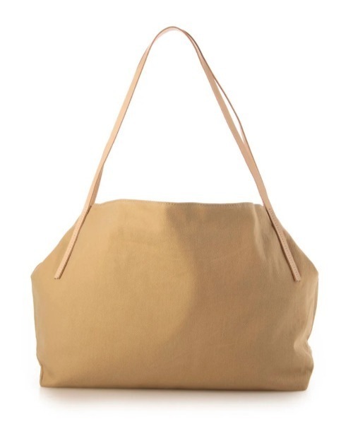 EARTH MADE（アースメイド）の「SLIM LEATHER HANDLE TOTE / WIDE（トートバッグ・レディース・グレー/チャコールグレー/ナチュラル/ベージュ・FREE）」の4枚目の写真