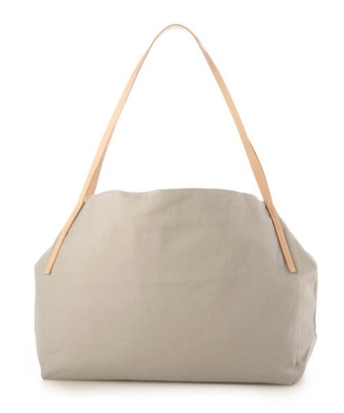 EARTH MADE（アースメイド）の「SLIM LEATHER HANDLE TOTE / WIDE（トートバッグ・レディース・グレー/チャコールグレー/ナチュラル/ベージュ・FREE）」の3枚目の写真