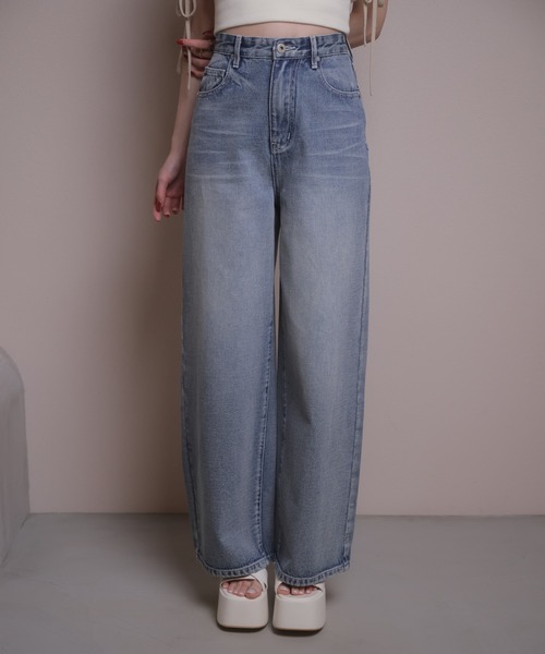 LIPSERVICE(リップサービス)の「ビットポケットデニムワイドパンツ(デニムパンツ・レディース・ブルー系その他/グレー・S/M)」の1枚目の写真