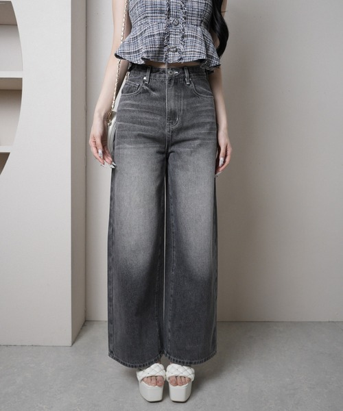 LIPSERVICE(リップサービス)の「ビットポケットデニムワイドパンツ(デニムパンツ・レディース・ブルー系その他/グレー・S/M)」の2枚目の写真