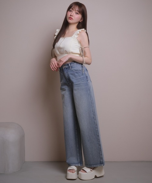 LIPSERVICE(リップサービス)の「ビットポケットデニムワイドパンツ(デニムパンツ・レディース・ブルー系その他/グレー・S/M)」の12枚目の写真