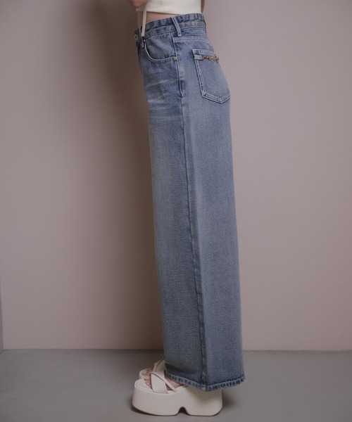 LIPSERVICE(リップサービス)の「ビットポケットデニムワイドパンツ(デニムパンツ・レディース・ブルー系その他/グレー・S/M)」の10枚目の写真