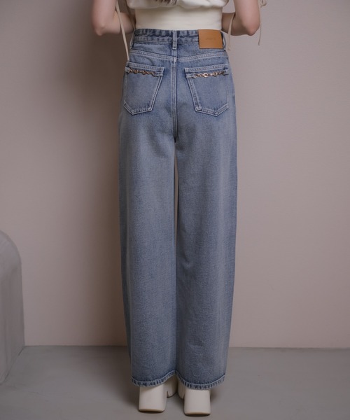 LIPSERVICE(リップサービス)の「ビットポケットデニムワイドパンツ(デニムパンツ・レディース・ブルー系その他/グレー・S/M)」の9枚目の写真