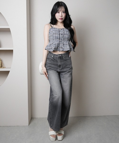 LIPSERVICE(リップサービス)の「ビットポケットデニムワイドパンツ(デニムパンツ・レディース・ブルー系その他/グレー・S/M)」の6枚目の写真