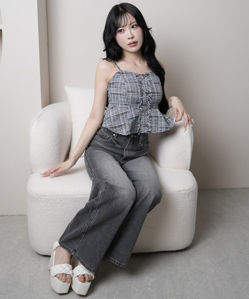 LIPSERVICE(リップサービス)の「ビットポケットデニムワイドパンツ(デニムパンツ・レディース・ブルー系その他/グレー・S/M)」の5枚目の写真