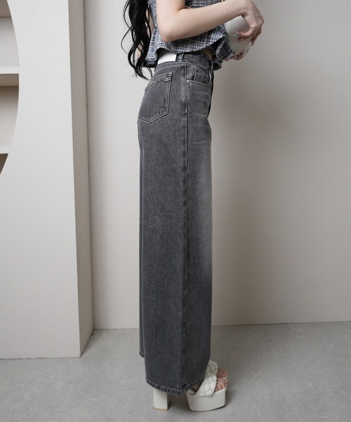 LIPSERVICE(リップサービス)の「ビットポケットデニムワイドパンツ(デニムパンツ・レディース・ブルー系その他/グレー・S/M)」の4枚目の写真
