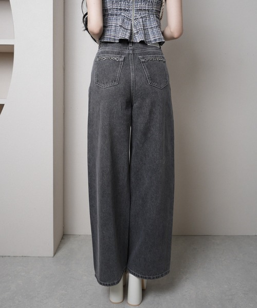 LIPSERVICE(リップサービス)の「ビットポケットデニムワイドパンツ(デニムパンツ・レディース・ブルー系その他/グレー・S/M)」の3枚目の写真
