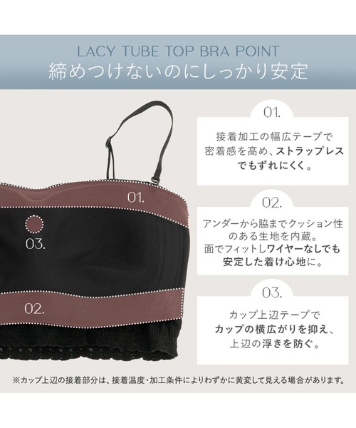 BRADELIS NEWYORK(ブラデリスニューヨーク)の「レーシィチューブトップブラ ブラデリス ノンワイヤー 補正下着 補整(ブラジャー・レディース・オフホワイト/ブラック・S/M/L/LL)」の9枚目の写真