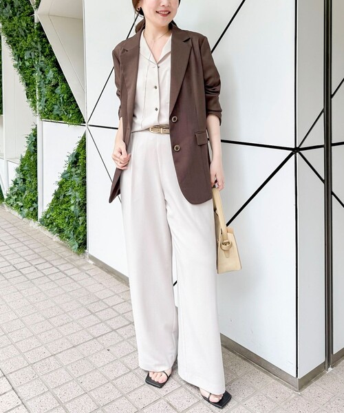 NOLLEY’S Sophi（ノーリーズソフィ）の「《セットアップ対応》ウォッシャブルエアリージョーゼットイージーワイドパンツ（その他パンツ・レディース・ベージュ/ネイビー/ブラック・38/36/34）」の6枚目の写真