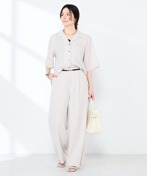 NOLLEY’S Sophi（ノーリーズソフィ）の「《セットアップ対応》ウォッシャブルエアリージョーゼットイージーワイドパンツ（その他パンツ・レディース・ベージュ/ネイビー/ブラック・38/36/34）」の9枚目の写真