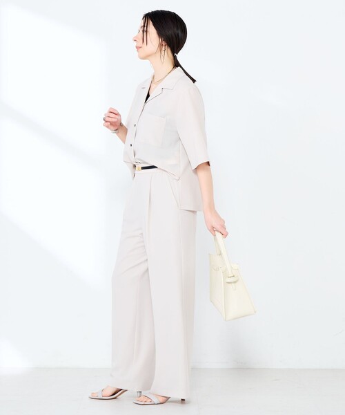 NOLLEY’S Sophi（ノーリーズソフィ）の「《セットアップ対応》ウォッシャブルエアリージョーゼットイージーワイドパンツ（その他パンツ・レディース・ベージュ/ネイビー/ブラック・38/36/34）」の10枚目の写真