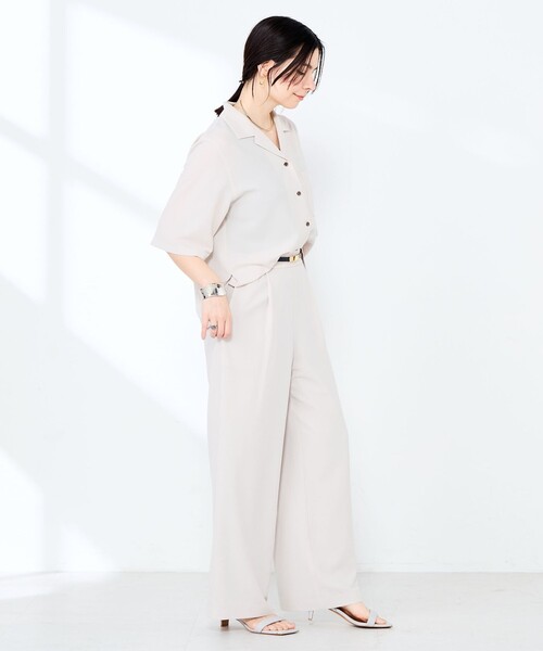 NOLLEY’S Sophi（ノーリーズソフィ）の「《セットアップ対応》ウォッシャブルエアリージョーゼットイージーワイドパンツ（その他パンツ・レディース・ベージュ/ネイビー/ブラック・38/36/34）」の13枚目の写真