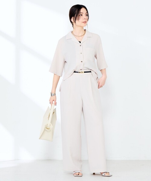 NOLLEY’S Sophi（ノーリーズソフィ）の「《セットアップ対応》ウォッシャブルエアリージョーゼットイージーワイドパンツ（その他パンツ・レディース・ベージュ/ネイビー/ブラック・38/36/34）」の14枚目の写真