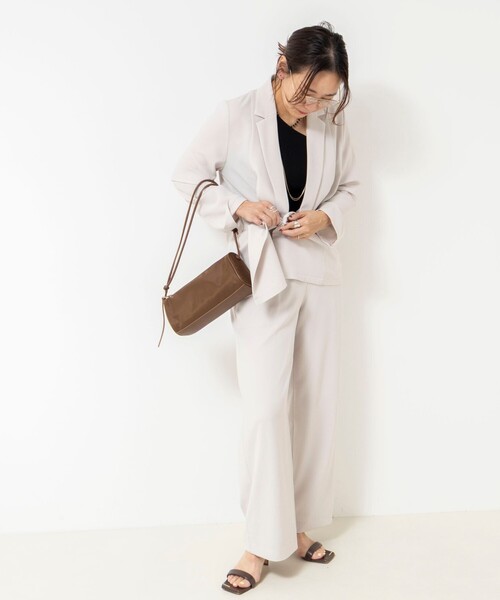 NOLLEY’S Sophi（ノーリーズソフィ）の「《セットアップ対応》ウォッシャブルエアリージョーゼットイージーワイドパンツ（その他パンツ・レディース・ベージュ/ネイビー/ブラック・38/36/34）」の16枚目の写真