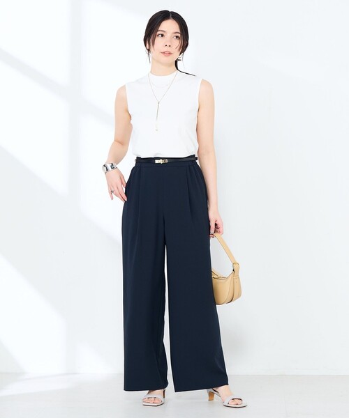 NOLLEY’S Sophi（ノーリーズソフィ）の「《セットアップ対応》ウォッシャブルエアリージョーゼットイージーワイドパンツ（その他パンツ・レディース・ベージュ/ネイビー/ブラック・38/36/34）」の18枚目の写真