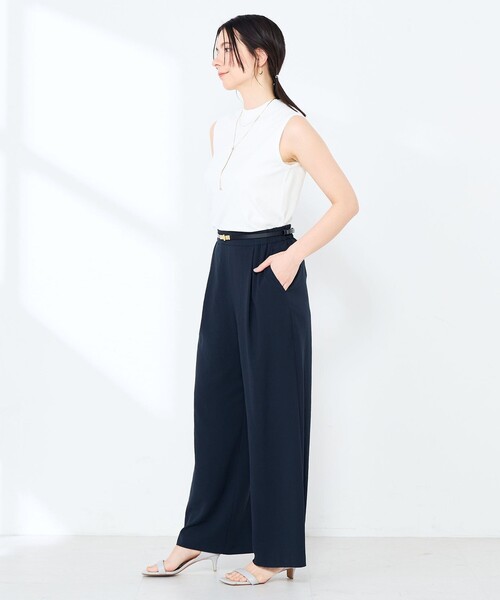 NOLLEY’S Sophi（ノーリーズソフィ）の「《セットアップ対応》ウォッシャブルエアリージョーゼットイージーワイドパンツ（その他パンツ・レディース・ベージュ/ネイビー/ブラック・38/36/34）」の19枚目の写真