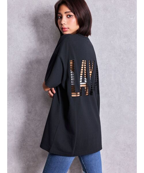 GYDA(ジェイダ)の「LAXAメッシュBIG Tシャツ(Tシャツ/カットソー・レディース・ピンク/ブラック/オフホワイト・FREE)」の1枚目の写真