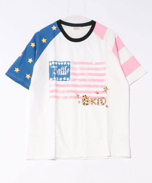 GEMEDA(ジェメダ)の「韓国ファッション 星柄総柄ラグラン半袖Tシャツ(Tシャツ/カットソー・レディース・グレー/ブルー/グレー系その他/ホワイト・M)」の14枚目の写真