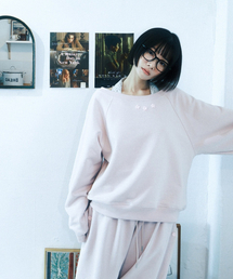 U-Neck Crochet Sweatshirt (Baby Pink)