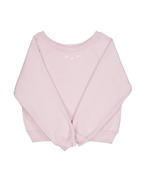 SIWEOL107（シウォル107）の「U-Neck Crochet Sweatshirt (Baby Pink)（スウェット・レディース・ベビーピンク・FREE）」の3枚目の写真