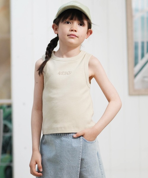 ROXY（ロキシー）の「ROXY/ロキシー キッズ タンクトップ カップ付き ワンポイント TDK262065（タンクトップ・キッズ・ベージュ/ホワイト・130cm/150cm/140cm）」の5枚目の写真