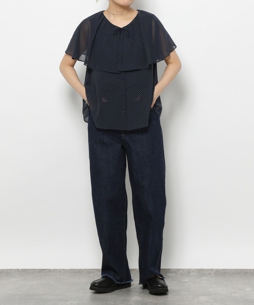 GLOBAL WORK（グローバルワーク）の「高山直子さんコラボ/BIGカラーノースリーブブラウス/EiiS/289633（シャツ/ブラウス・レディース・ブラック/ネイビー・SMALL/X-SMALL）」の20枚目の写真