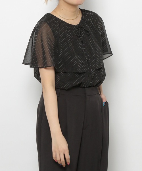 GLOBAL WORK（グローバルワーク）の「高山直子さんコラボ/BIGカラーノースリーブブラウス/EiiS/289633（シャツ/ブラウス・レディース・ブラック/ネイビー・SMALL/X-SMALL）」の17枚目の写真