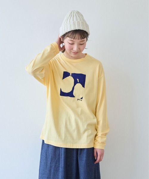 bulle de savon（ビュルデサボン）の「poire フロッキープリント　ロンＴ（Tシャツ/カットソー・レディース・イエロー/グレー/ホワイト・FREE）」の3枚目の写真