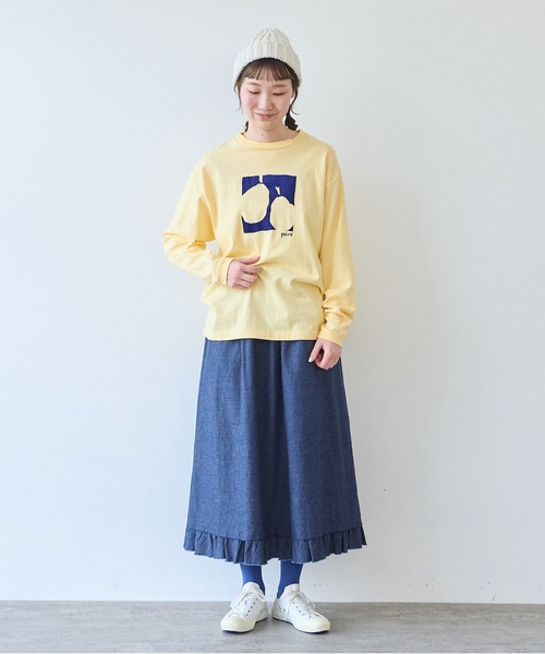 bulle de savon（ビュルデサボン）の「poire フロッキープリント　ロンＴ（Tシャツ/カットソー・レディース・イエロー/グレー/ホワイト・FREE）」の15枚目の写真