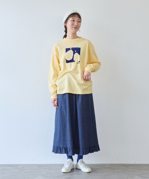 bulle de savon（ビュルデサボン）の「poire フロッキープリント　ロンＴ（Tシャツ/カットソー・レディース・イエロー/グレー/ホワイト・FREE）」の5枚目の写真