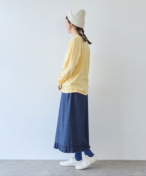 bulle de savon（ビュルデサボン）の「poire フロッキープリント　ロンＴ（Tシャツ/カットソー・レディース・イエロー/グレー/ホワイト・FREE）」の6枚目の写真