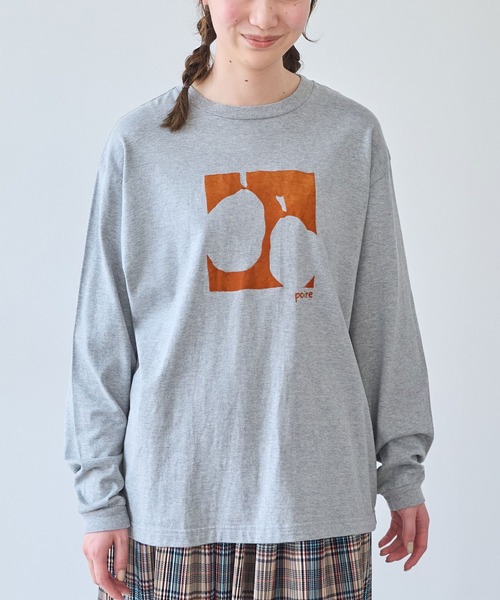 bulle de savon（ビュルデサボン）の「poire フロッキープリント　ロンＴ（Tシャツ/カットソー・レディース・イエロー/グレー/ホワイト・FREE）」の8枚目の写真
