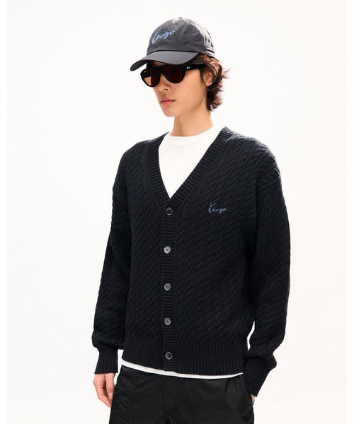 KENZO(ケンゾー)の「'KENZO Signature' エンブロイダリー ケーブル ニット カーディガン(カーディガン/ボレロ・メンズ・ブラック系その他5・X-LARGE/MEDIUM/X-SMALL)」の4枚目の写真