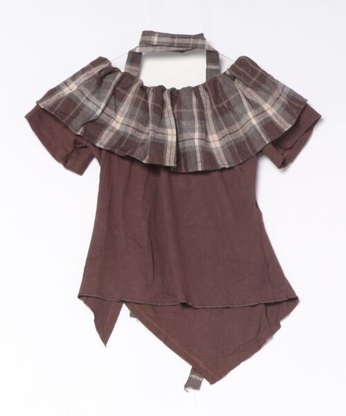 M DOLLY（エムドリー）の「Choker alina check frill tops/チョーカーアリナ チェックフリルトップス（Tシャツ/カットソー・レディース・ブラウン/ネイビー・FREE）」の20枚目の写真