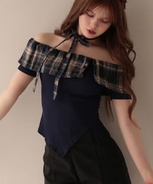 Choker alina check frill tops/チョーカーアリナ チェックフリルトップス