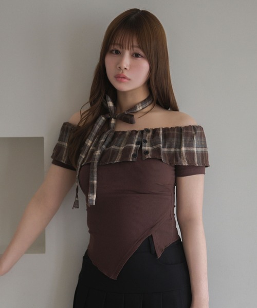 Choker alina check frill tops/チョーカーアリナ チェックフリル