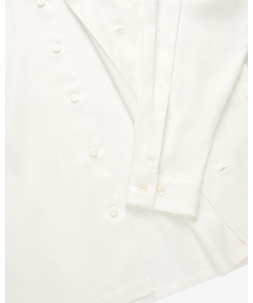 FRONT 11201(フロントワンワントゥーオーワン)の「Open Collar Shirt/ Rayon Gabardine(シャツ/ブラウス・メンズ・ホワイト/ブラック・S/M/L/XL)」の5枚目の写真