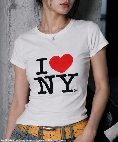 SPINNS(スピンズ)の「【I LOVE NY/アイラブニューヨーク】ピタTシャツ(Tシャツ/カットソー・レディース・ネイビー/オフホワイト/ブラック/ピンク・ONESIZE)」の2枚目の写真