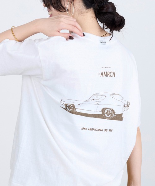 AMERICANA（アメリカーナ）の「【AMERICANA】別注-ラフィー丸胴 CARロゴプリントTシャツ（Tシャツ/カットソー・レディース・ダークブラウン/ホワイト・FREE）」の7枚目の写真