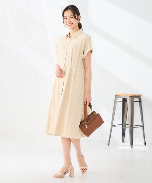 a.v.v(アーヴェヴェ)の「【WEB限定】ドルマンスリーブシャツワンピース(ワンピース・レディース・ネイビー/ベージュ・36/40/38)」の13枚目の写真