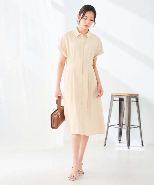 a.v.v(アーヴェヴェ)の「【WEB限定】ドルマンスリーブシャツワンピース(ワンピース・レディース・ネイビー/ベージュ・36/40/38)」の12枚目の写真