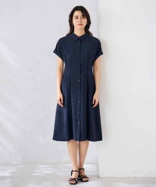 a.v.v(アーヴェヴェ)の「【WEB限定】ドルマンスリーブシャツワンピース(ワンピース・レディース・ネイビー/ベージュ・36/40/38)」の10枚目の写真